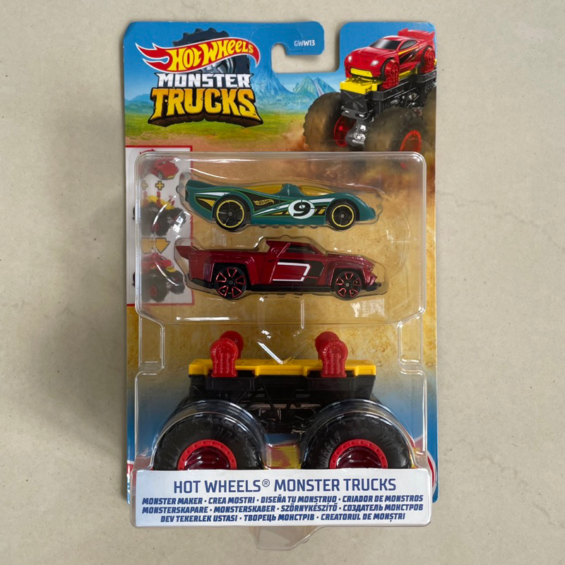 Hot Wheels Monster Trucks Maker Yellow 2 Cars 1:64 Truck Hotwheels