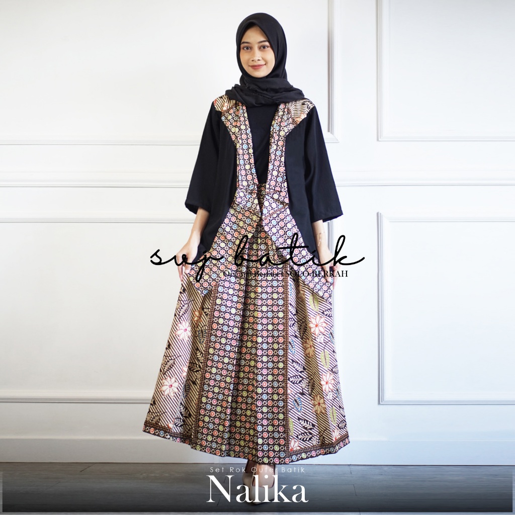 Setelan wanita modern batik kekinian one set rok dan outer katun adem lembut ori solo svj batik