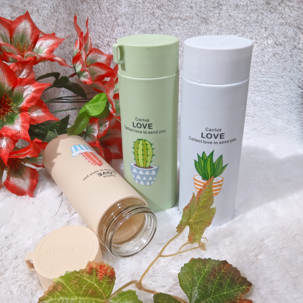 Grosir Souvenir Termurah 1 Pcs Botol Minum Kaca Kaktus Besar 420 Mili Dgn Gambar Kaktus Import Tanpa