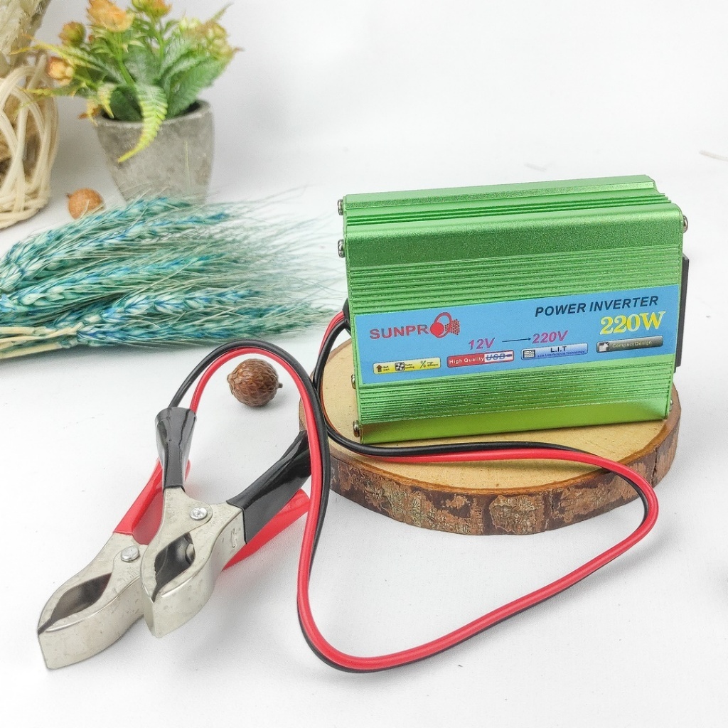 Power Inverter 220Watt // Power Inverter Sunpro DC to AC 12V 220W for tv computer fan car  220W DC T