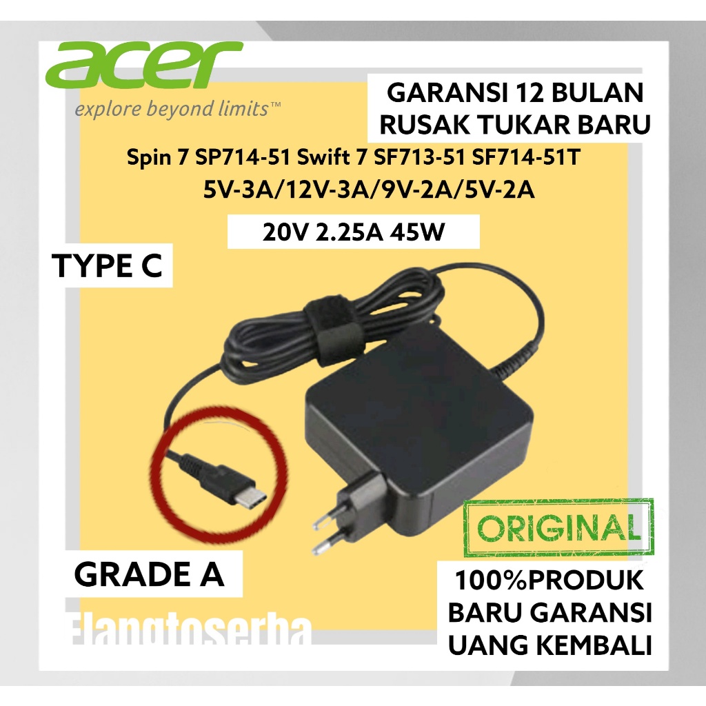 Adaptor Charger Acer Spin 7 Swift 7 SF713-51 SF714-51T