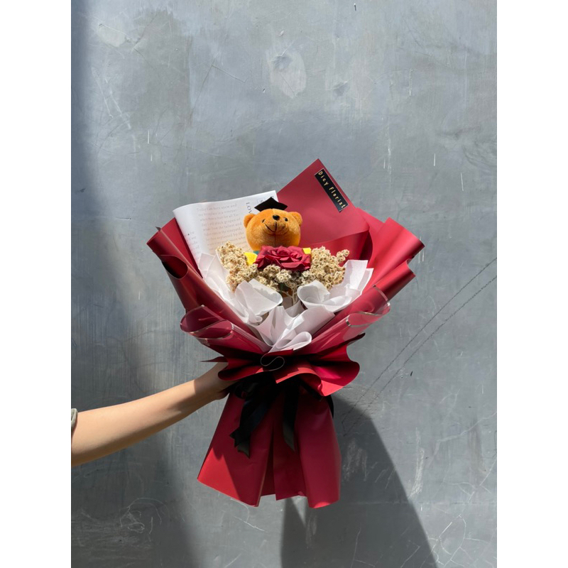 bunga palsu mix boneka wisuda| bouquet wisuda