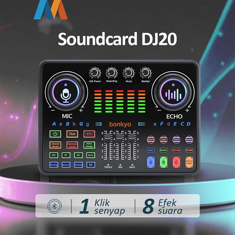 Mukava Sound card DJ20 48V HiFi Perekaman Kualitas Suara Dinamis dan Siaran Langsung (live broadcast