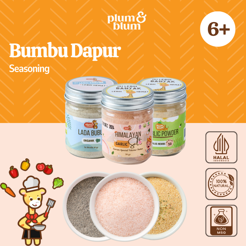 

Plum & Blum Lada Putih Himalayan Salt Garlic Powder Bumbu Dapur Mpasi- 50gr - READY MANADO