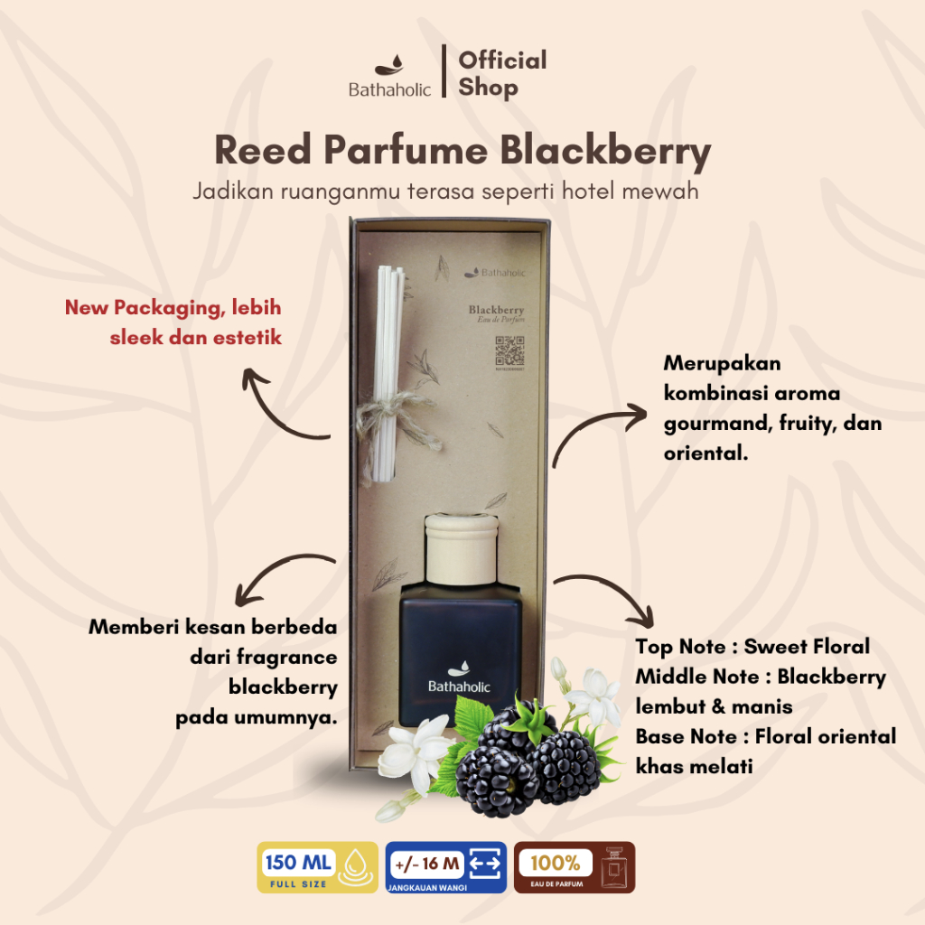 Bathaholic - Reed Diffuser 150ml Best Collection - Fragrance Pengharum Ruangan Aromatherapy