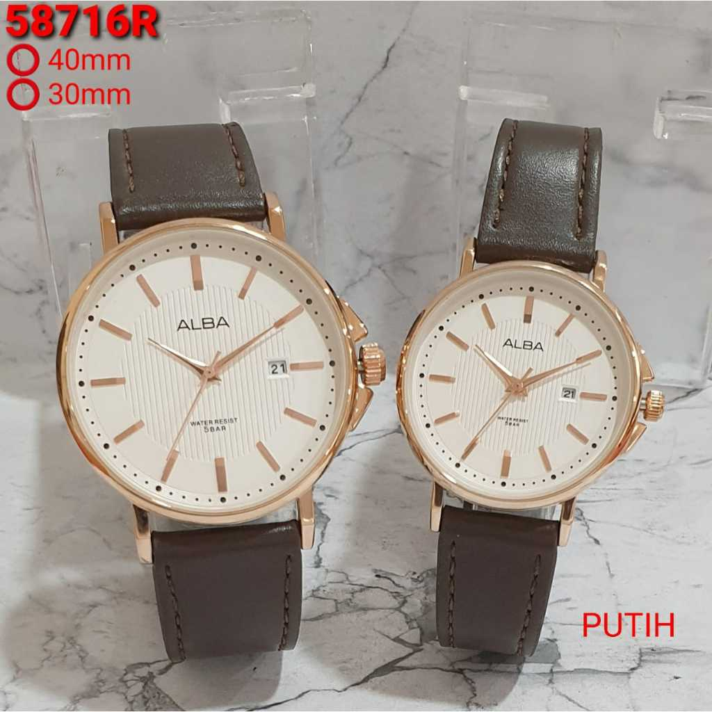 (BISA COD) Jam Tangan cewek/Cowok ALBA Casul Couple Bahan Kulit Free Box