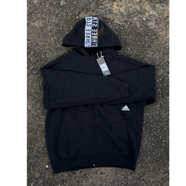 ZIPPER HOODIE ADIDAS BNWT BLACK STRIP BACK