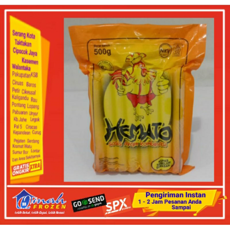 

Hemato Sosis Ayam 500g, Frozen Serang