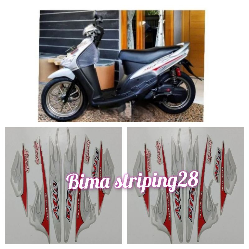 STIKER STRIPING LIS LES BODY FULL SET MOTOR YAMAHA MIO SPORTY 2006 SILVER