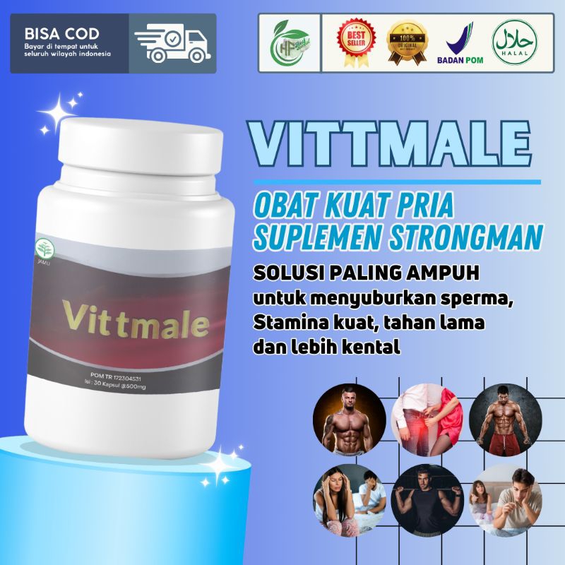 VITTMALE Obat Kuat Kejantanan Pria Strongman isi 30 Kapsul - Asli Vittmale Suplemen Stamina Pria Tan