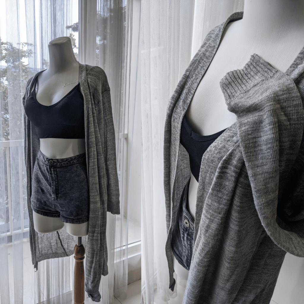 Korean Knit Outer Long Cardigan Light Grey