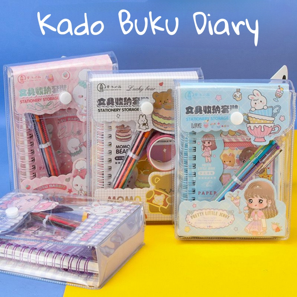 

Buku Jurnal Diary Set Momo Karakter/ Notebook buku catatan lucu journaling/ Buku Diary Kado Anak/ Buku Binder