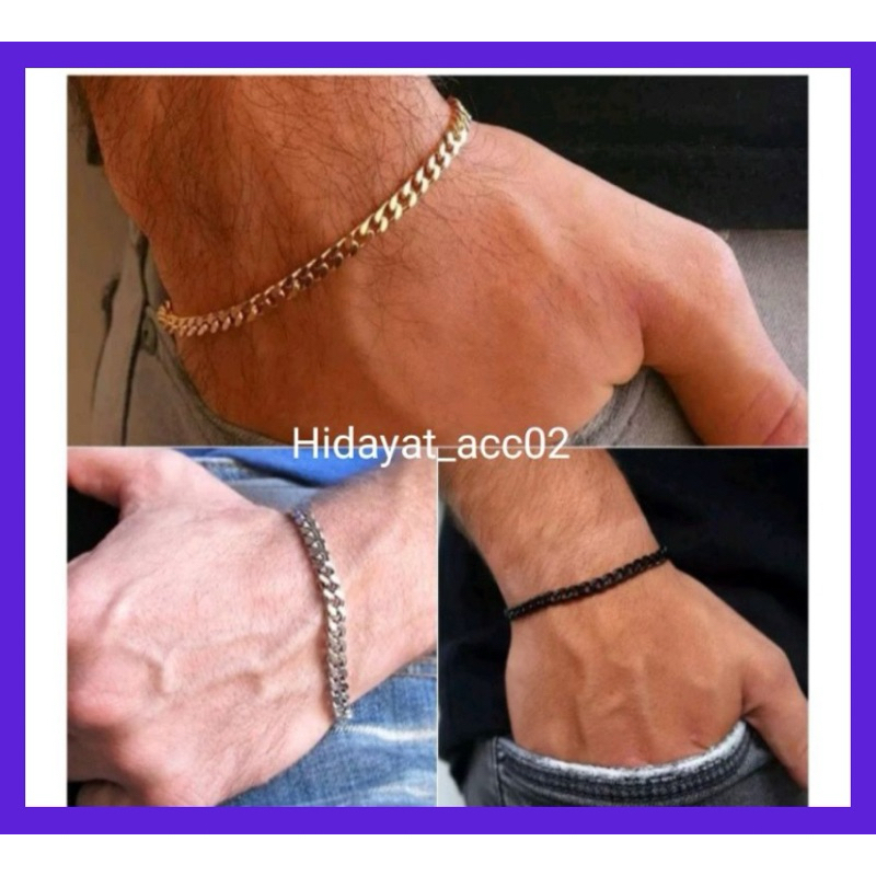 gelang tangan Titanium pria gelang tangan rantai kecil gelang tangan silver gold hitam