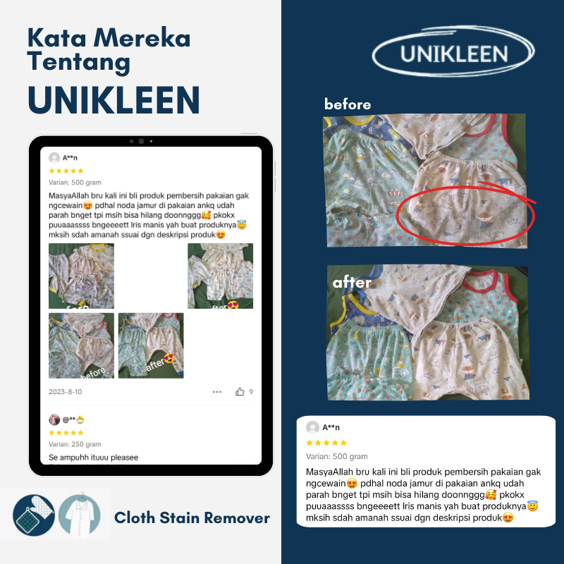 unikleen penghilang jamur pakaian/penghilang noda pakaian/unikleen pembersih pakaian/unikleen pember