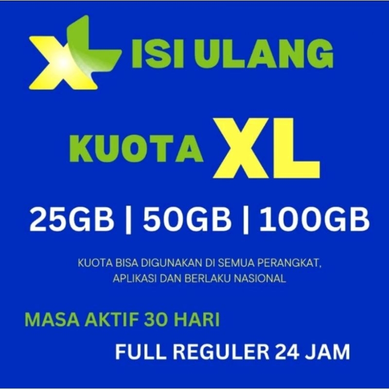 ISI ULANG PAKET DATA XL MURAHH KUOTA BESAR 10GB - 100GB FULL REGULAR 30 HARI