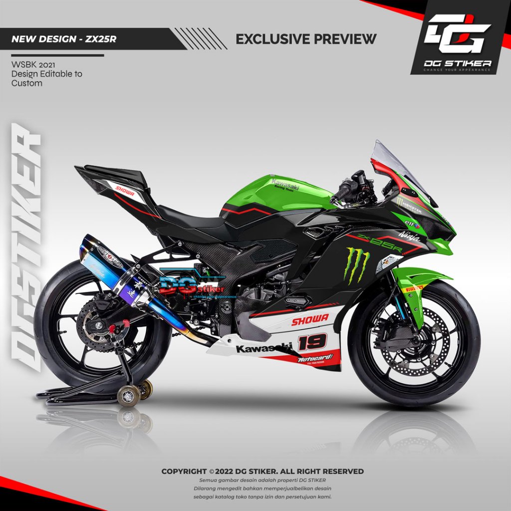 Decal Stiker ZX25r Hitam Hijau WSBK 2021