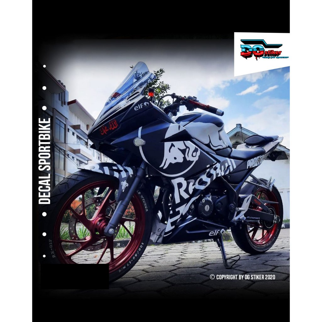 Modif Striping CBR 150R Hitam Redbull DG Stiker