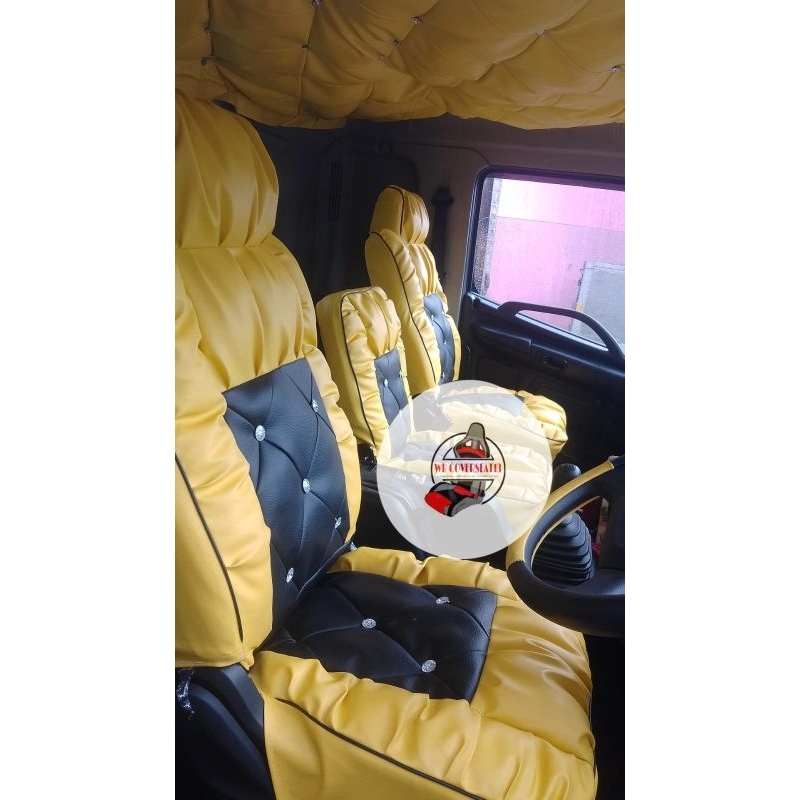 sarung jok mobil truk hino lohan, hino 500 tronton giga fuso umplung motif sofa kancing terbaru