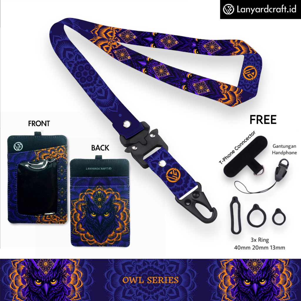 

LC.ID Lanyard Craft Owl V2 Gantungan Tali Holder Card Printing - Owl Series