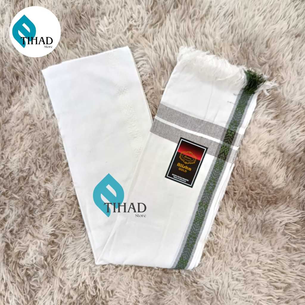 Surban Aliska GOLD Warna Putih Surban Salur Surban Tenun ALISKA GOLD