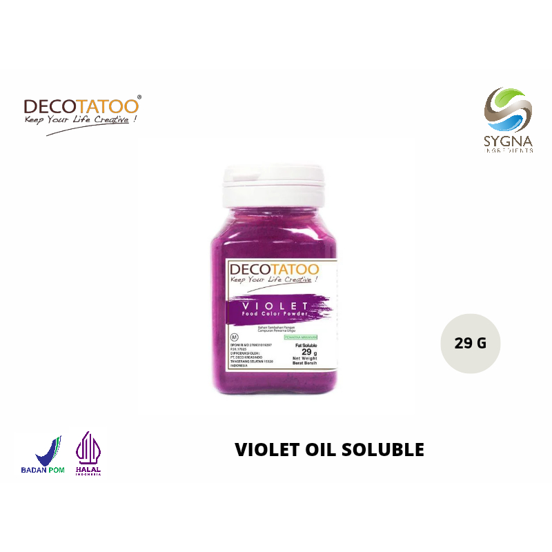 

PEWARNA MAKANAN - OIL SOLUBLE DECOTATOO - VIOLET COLOR
