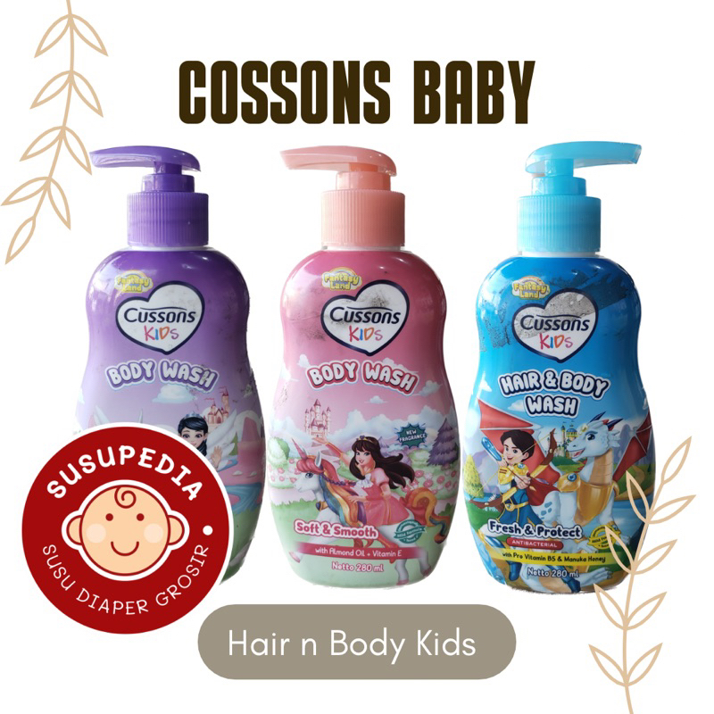 SABUN CUSSONS KIDS 2in1 HAIR & BODY WASH BOTOL PUMP 280 ml | Sabun Mandi Cair Anak 2in1 Hair & Body