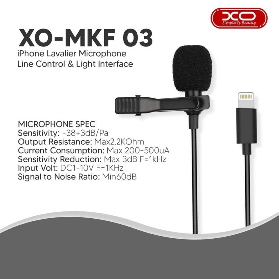 MOLAN CANO XO MK-F03 Lightning Clip On Microphone Model Jepit Mic untuk youtuber buat konten / Mic u