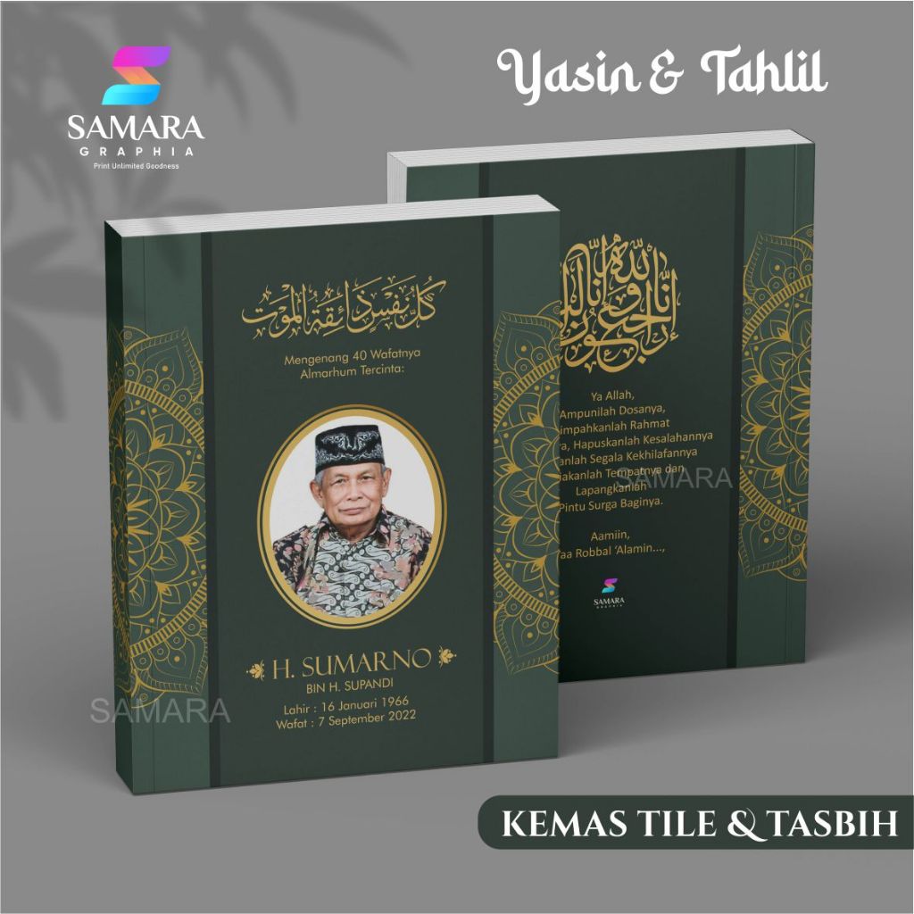 CETAK BUKU YASIN DAN TAHLIL CUSTOM FOTO ALAMARHUM DI DALAM LENGKAP 40 100 1000 HARIAN SOUVENIR TAHLI
