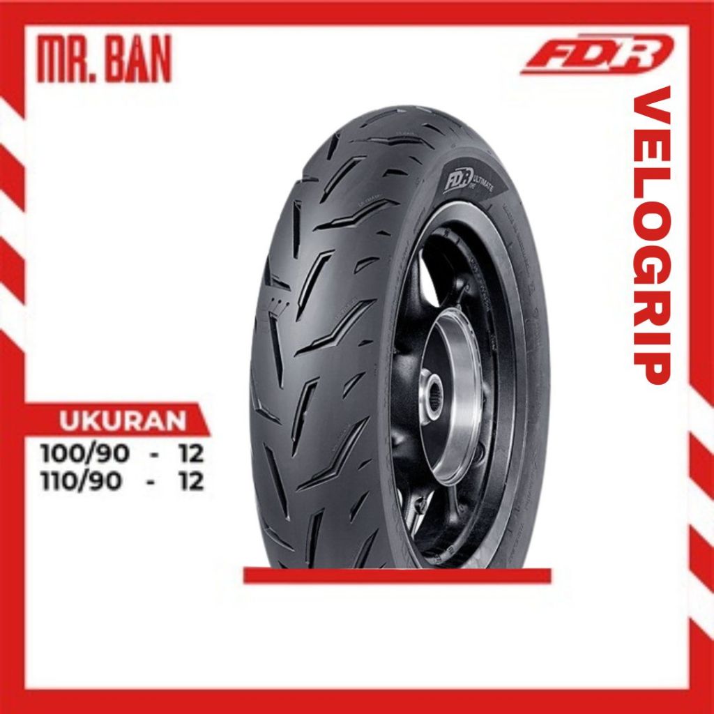 BAN MOTOR SCOOPY DEPAN BELAKANG RING 12 FDR VELOGRIP TUBLES 100/90 110/90 TUBELESS TL | BAN TUBLES |