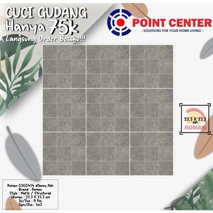 TERHEMAT ROMAN KERAMIK 33,3 X 33,3 G360414 DSAVOY ASH
