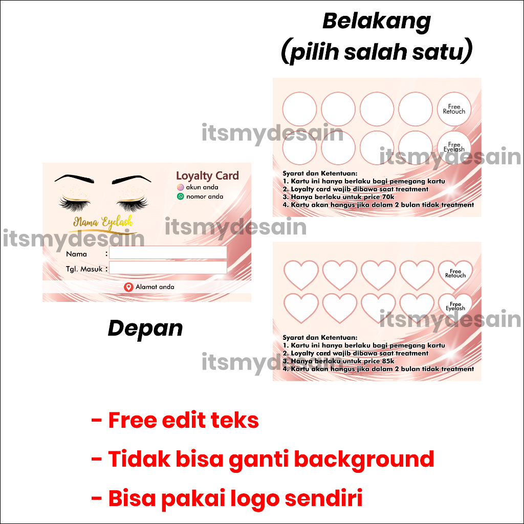

Kartu Member / Loyalty Card Eyelash / Salon / Nail Art