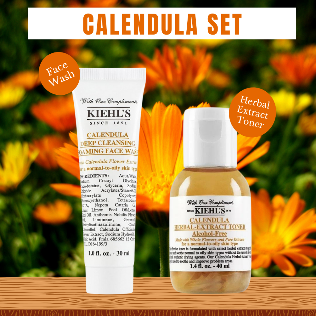 Kiehls Kiehl's Calendula Set Deep Cleansing Foaming Face Wash & Herbal Extract Toner Travel Size