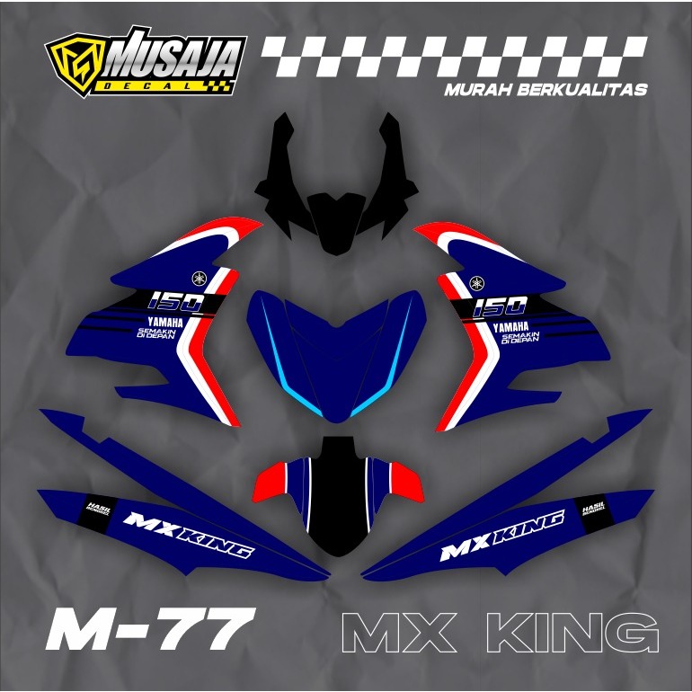 Decal Mx king biru merah putih Fullbody - dekal striping mx king full body