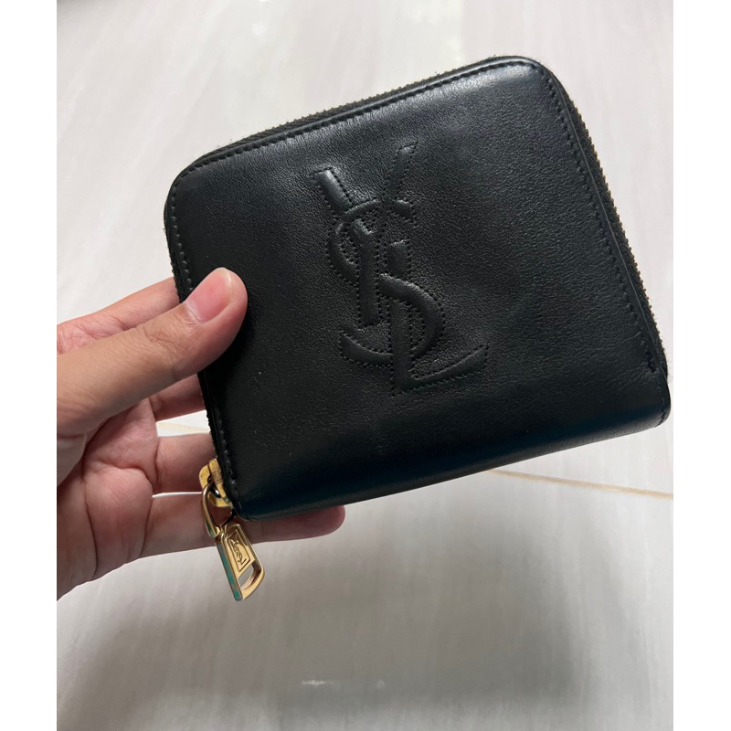 Preloved Ysl black compact wallet original / authentic