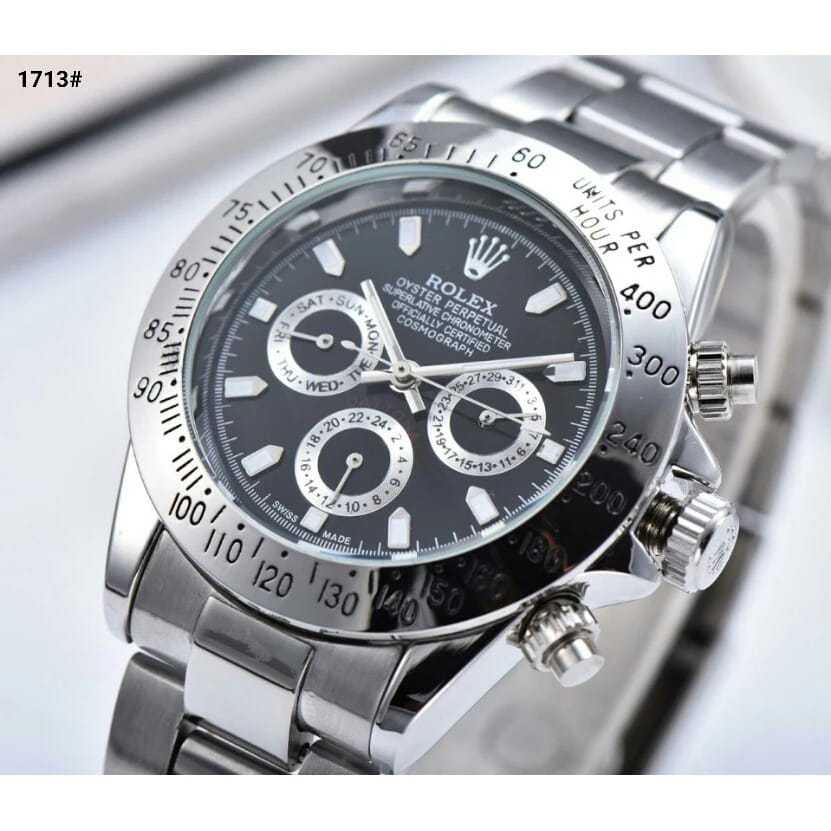 Jam Rolex Daytona Automatic Pria / Jam Tangan Pria Rolex Daytona Tali Rantai Stainless Solid