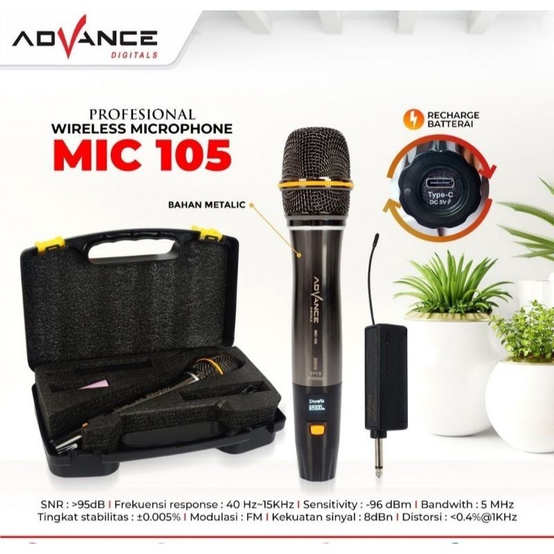 ADVANCE PROFESIONAL WIRELESS MICROPHONE / MIC WIRELESS MIC-105