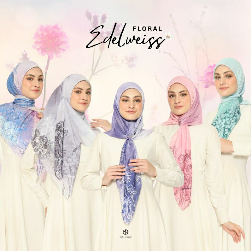 Hijab Voal Premium Floral Edelweiss