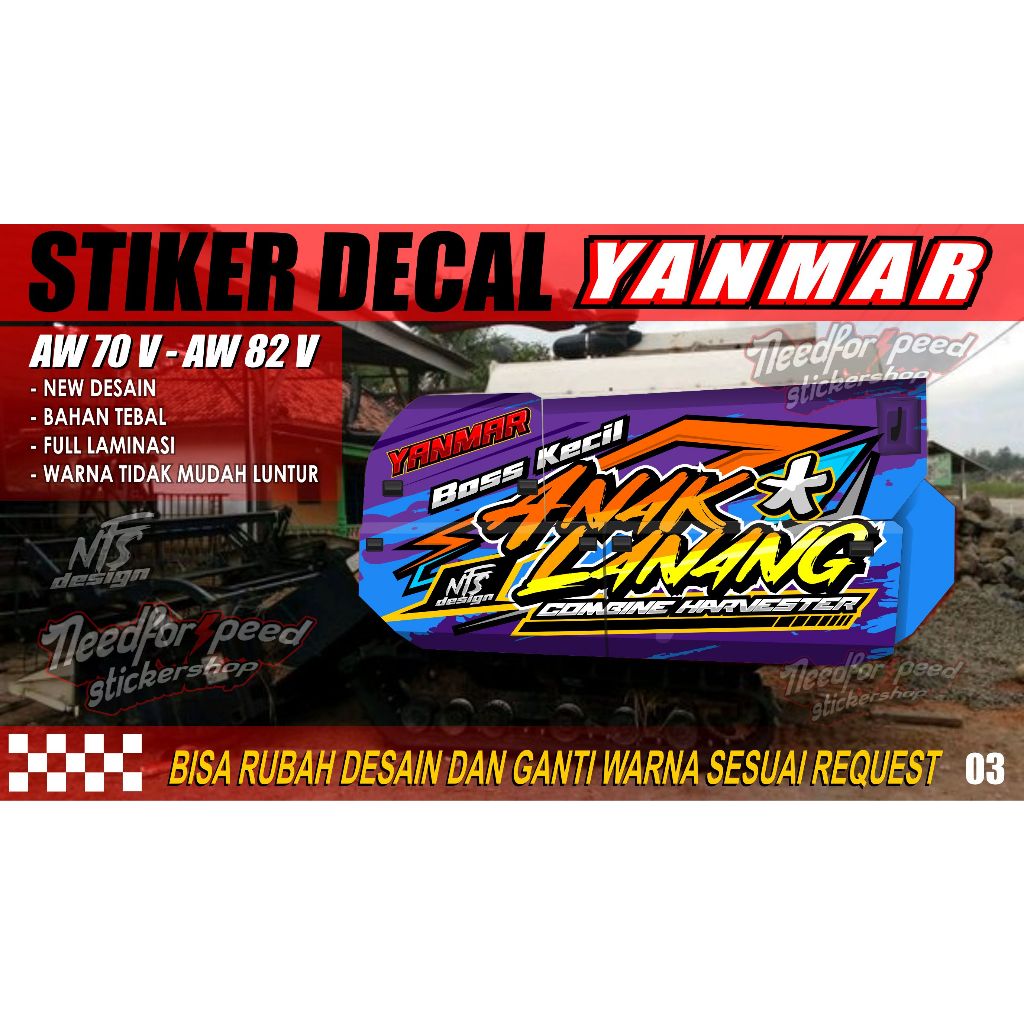 STICKER DECAL COMBINE KOMBI YANMAR AW 70 V DAN AW 80 V MESIN PEMANEN PADI FULL BODY