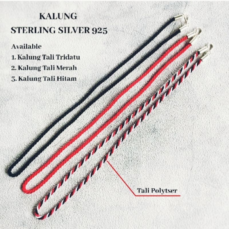 (FREE GELANG ) Kalung Tali Cantelan Perak / Kalung Tridatu Perak Bali