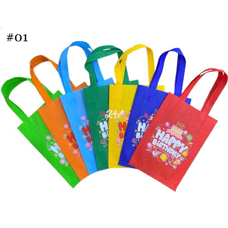 

Tas Spunbond / Tas Kain Belanja / Goodie Bag HLS ( tali lipat samping press bawah ) ULANG TAHUN 20x30+8
