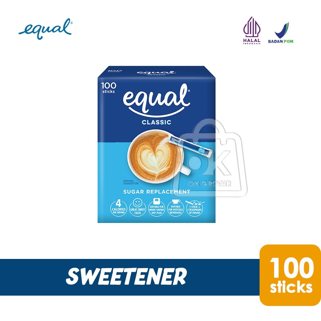 

Gula Pemanis Equal Classic Sweetener Nol Kalori (1 Box isi 100stik)