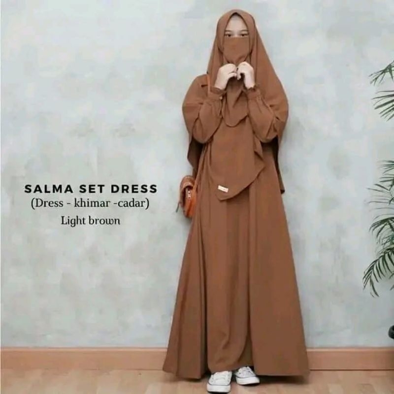 Gamis Salma set dres gamis syar'i set Khimar dan cadar