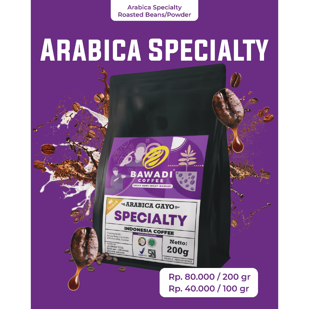 

Kopi Arabica Specialty 200 gr - Bawadi Coffee - Arabica Gayo Premium - Kopi Aceh