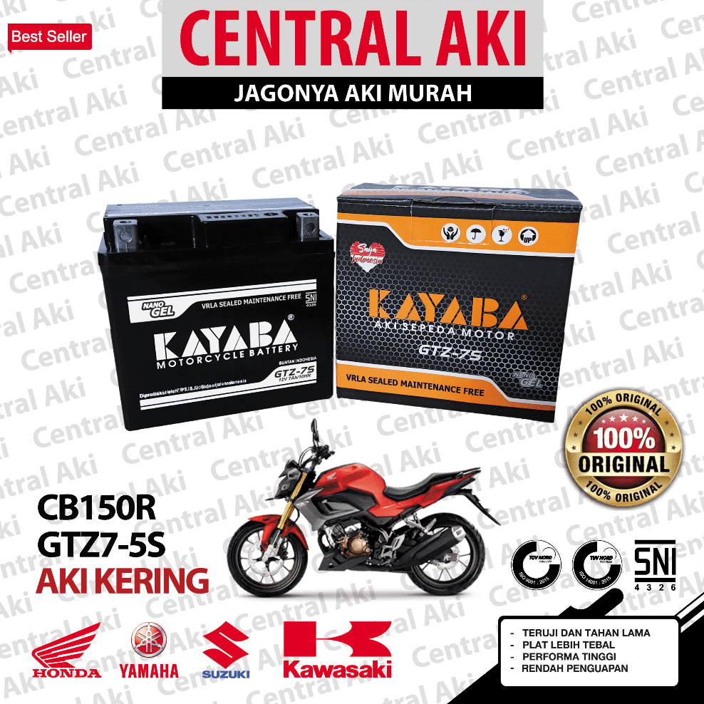 Aki CB150R KAYABA GTZ7S Aki Kering - Free Bubble Dus