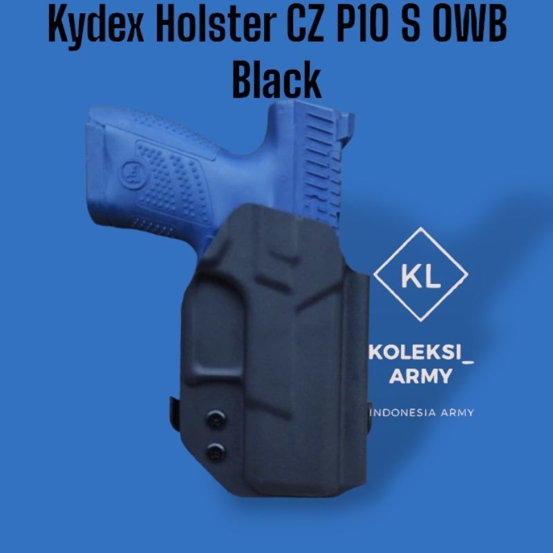 Kydex Holster CZ P10S paddle USA CZ P10 S OWB Luar Pinggang Hitam