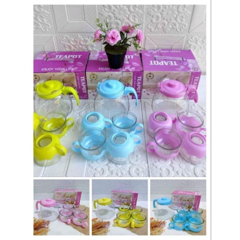 TEA POT SET KACA ISI 5