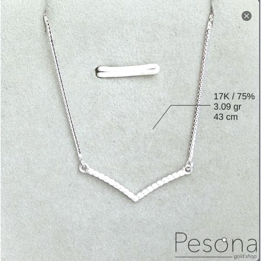 KALUNG KOYEK EMAS PUTIH MODEL AUREL 43 cm | 17K | 3,09 gram