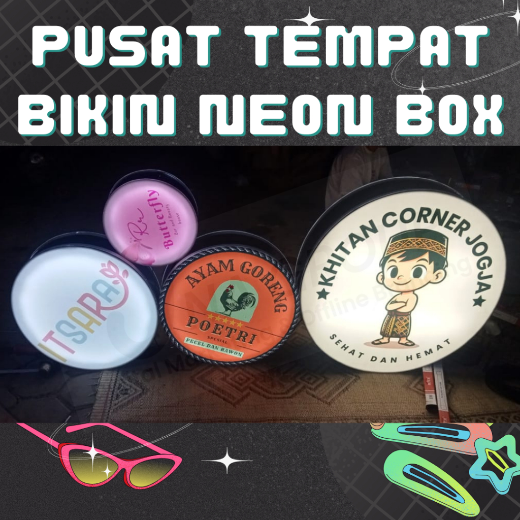 Neon Box Akrilik Bulat 2 Sisi  - Neon Box Akrilik - Neon Box Toko - Neon Box Akrilik Bulat  Neon Box