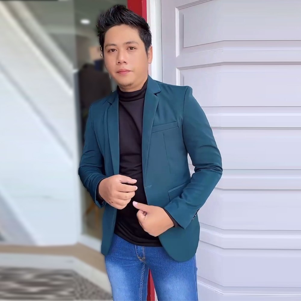 DOPE GREEN HF: BLAZER PRIA HIJAU EMERALD/ HIJAU BOTOL POLOS slim-FITTING casual high slim
