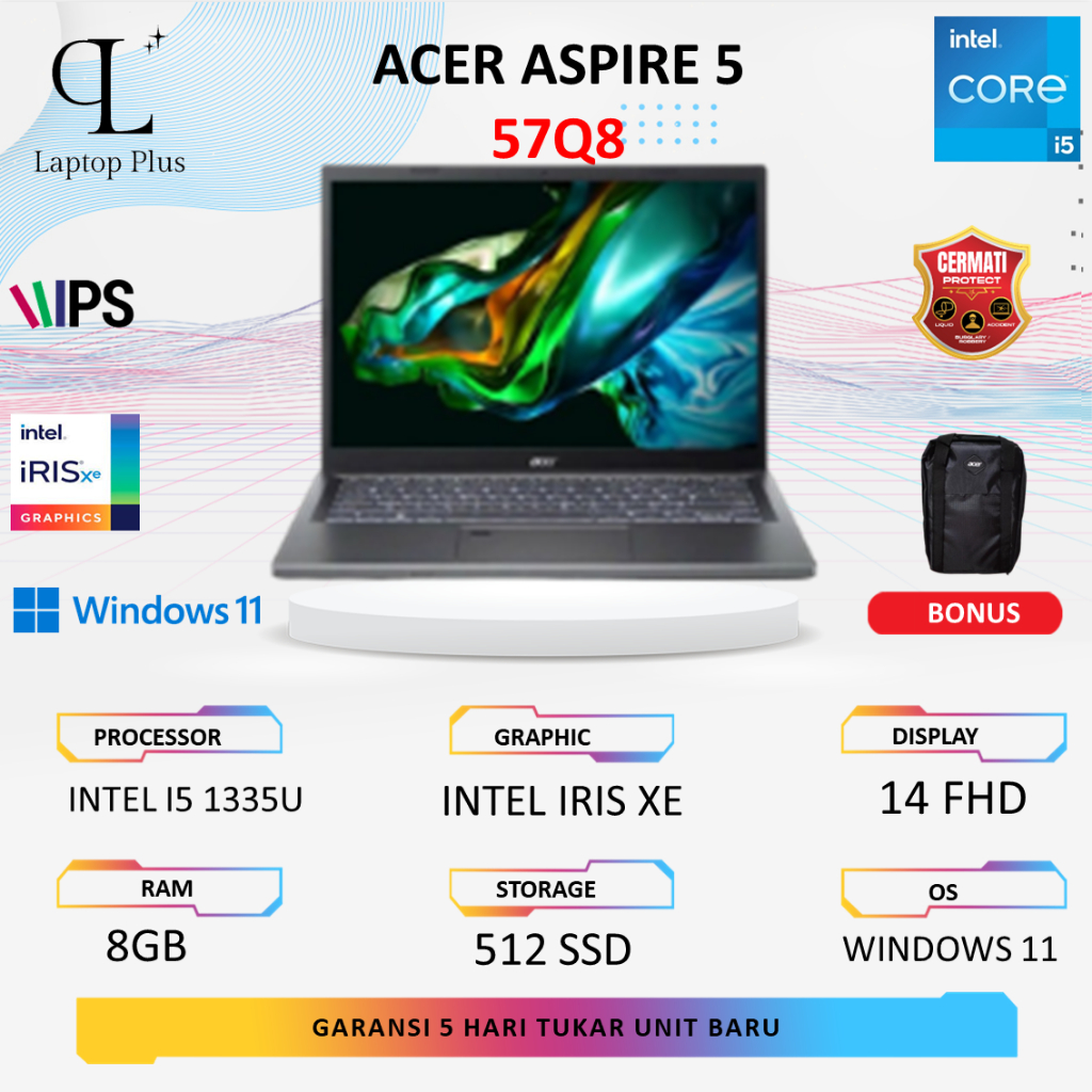 Laptop Acer Aspire 5 A514 I5 1335U 8GB 512GB Intel Iris XE FHD Win 11 + Office